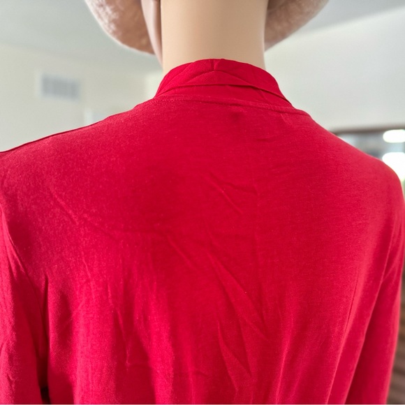 Massimo Dutti Unique Red Tie Neck Long Sleeves Casual Office Work Shirts Top - Picture 4 of 10